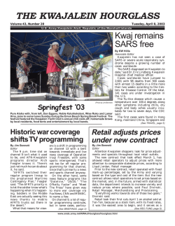 THE KWAJALEIN HOURGLASS Kwaj remains SARS free