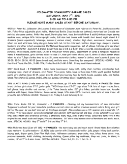 COLDWATER COMMUNITY GARAGE SALES SATURDAY, MAY 7 , 2011