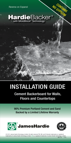 installation Guide cement Backerboard for Walls, Floors and countertops cont