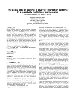 The social side of gaming: a study of interaction patterns {nicolas,