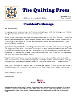 The Quilting Press President’s Message