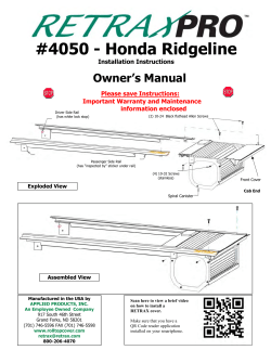 #4050 - Honda Ridgeline Owner’s Manual Please save Instructions: Important Warranty and Maintenance