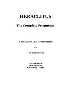 HERACLITUS The Complete Fragments Translation and Commentary The Greek text
