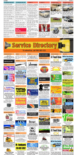 Service Directory To advertise, call 918-583-2121.