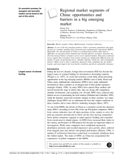Regional market segments of China: opportunities and barriers in a big emerging market