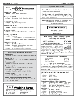 Upcoming Parish Events: