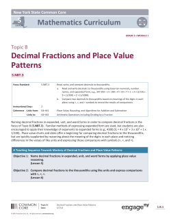 Decimal Fractions and Place Value Patterns Mathematics Curriculum 5