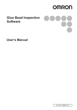Glue Bead Inspection Software User’s Manual CAT. NO. Z295-E1-01