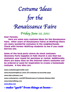 Costume Ideas for the Renaissance Faire Friday June 10, 2011