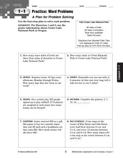 Practice: Word Problems A Plan for Problem Solving