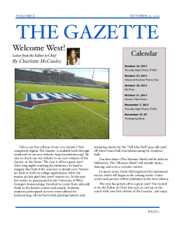 THE GAZETTE Welcome West! Calendar 1