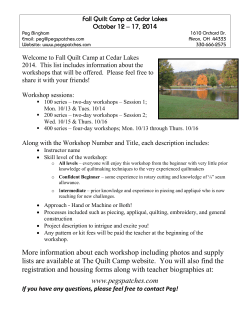 Fall Quilt Camp at Cedar Lakes October 12 – 17, 2014