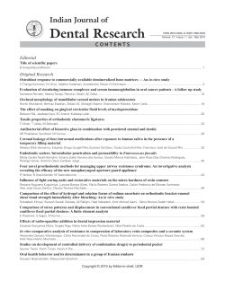 Dental Research  Indian Journal of