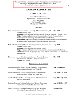 This copy of Andrew Ledbetter's Curriculum Vitae is posted on... A First Look at Communication Theory,