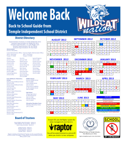 Welcome Back Back to School Guide from Temple Independent School District District Directory