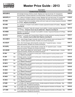 Master Price Guide - 2013 AR-DUR12  Description