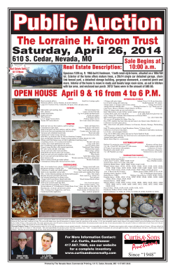 Public Auction The Lorraine H. Groom Trust Saturday, April 26, 2014