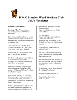 B.W.C Brandon Wood Workers Club July’s Newsletter