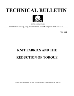 TECHNICAL BULLETIN KNIT FABRICS AND THE  REDUCTION OF TORQUE