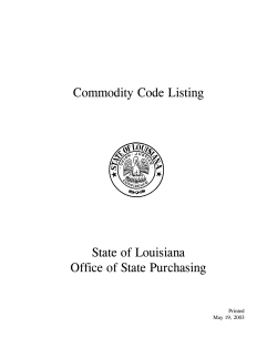 Commodity Code Listing State of Louisiana Office of State Purchasing