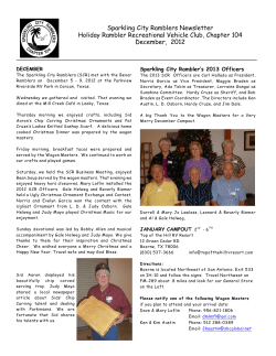 Sparkling City Ramblers Newsletter Holiday Rambler Recreational Vehicle Club, Chapter 104