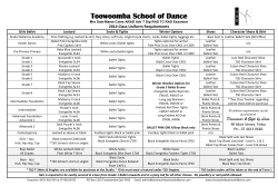 Toowoomba School of Dance 2014 Class Uniform Requirements
