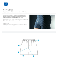Men's Boxers Approximate overall thread consumption = 110 metres