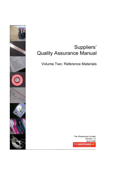 Suppliers’ Quality Assurance Manual  Volume Two: Reference Materials
