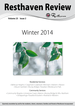 Resthaven Review Winter 2014 Volume 23    Issue 2