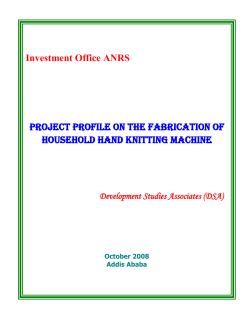 Investment Office ANRS Project Profile on the Fabrication of