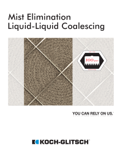 Mist Elimination Liquid-Liquid Coalescing YOU CAN RELY ON US. ™