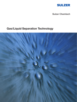 Gas/Liquid Separation Technology Sulzer Chemtech