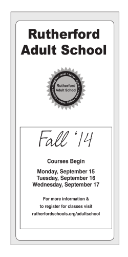 Fall ‘ 14 Rutherford Adult School