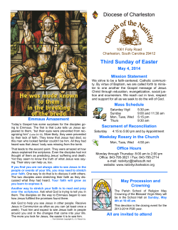 Diocese of Charleston Third Sunday of Easter May 4, 2014 Mission Statement