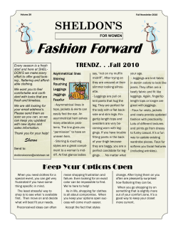 Fashion Forward SHELDON’S TRENDZ. . .Fall 2010