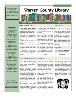 Warren County Library June 2012 Volume 3, Issue 6