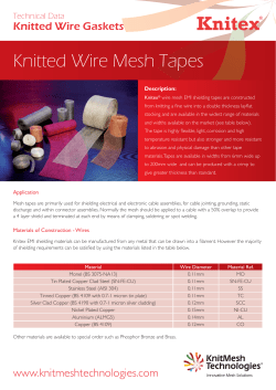 Knitted Wire Mesh Tapes Knitted Wire Gaskets Technical Data
