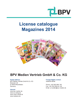 License catalogue Magazines 2014 BPV Medien Vertrieb GmbH &amp; Co. KG