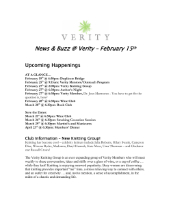 News &amp; Buzz @ Verity – February 15  Upcoming Happenings th