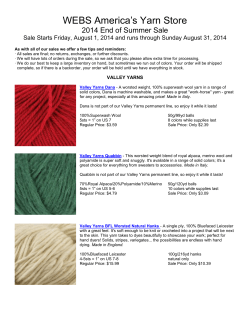 WEBS America’s Yarn Store 2014 End of Summer Sale