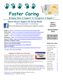 Foster Caring Bringing News &amp; Support to Caregivers in Region 1