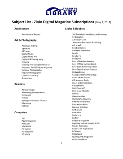 Subject List - Zinio Digital Magazine Subscriptions  (May 7, 2014) Architecture