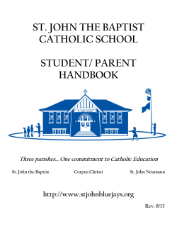 ST. JOHN THE BAPTIST CATHOLIC SCHOOL  STUDENT/ PARENT