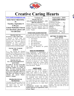 Creative Caring Hearts Volume 62 September  2009 OUR NEXT MEETING