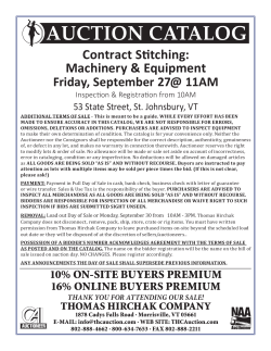Contract Stitching: Machinery &amp; Equipment Friday, September 27@ 11AM