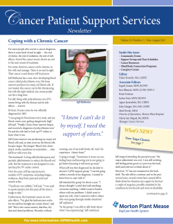 C  ancer Patient Support Services Newsletter