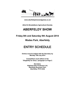 ABERFELDY SHOW ENTRY SCHEDULE  Wades Park, Aberfeldy