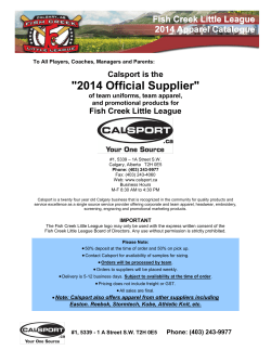 &#34;2014 Official Supplier&#34; Fish Creek Little League  2014 Apparel Catalogue