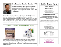 Quilt'n Thyme News Elna Educator Coming October 10 !
