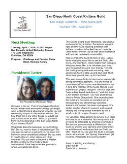 San Diego North Coast Knitters Guild Next Meeting: